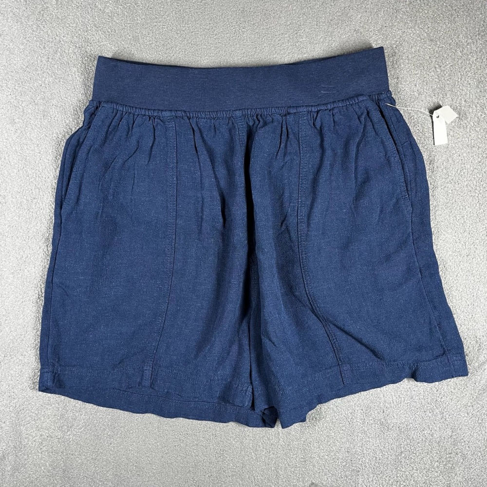 Falls Creek Linen Blend Shorts - Elastic Waist Pull On‎ Casual Blue Size S